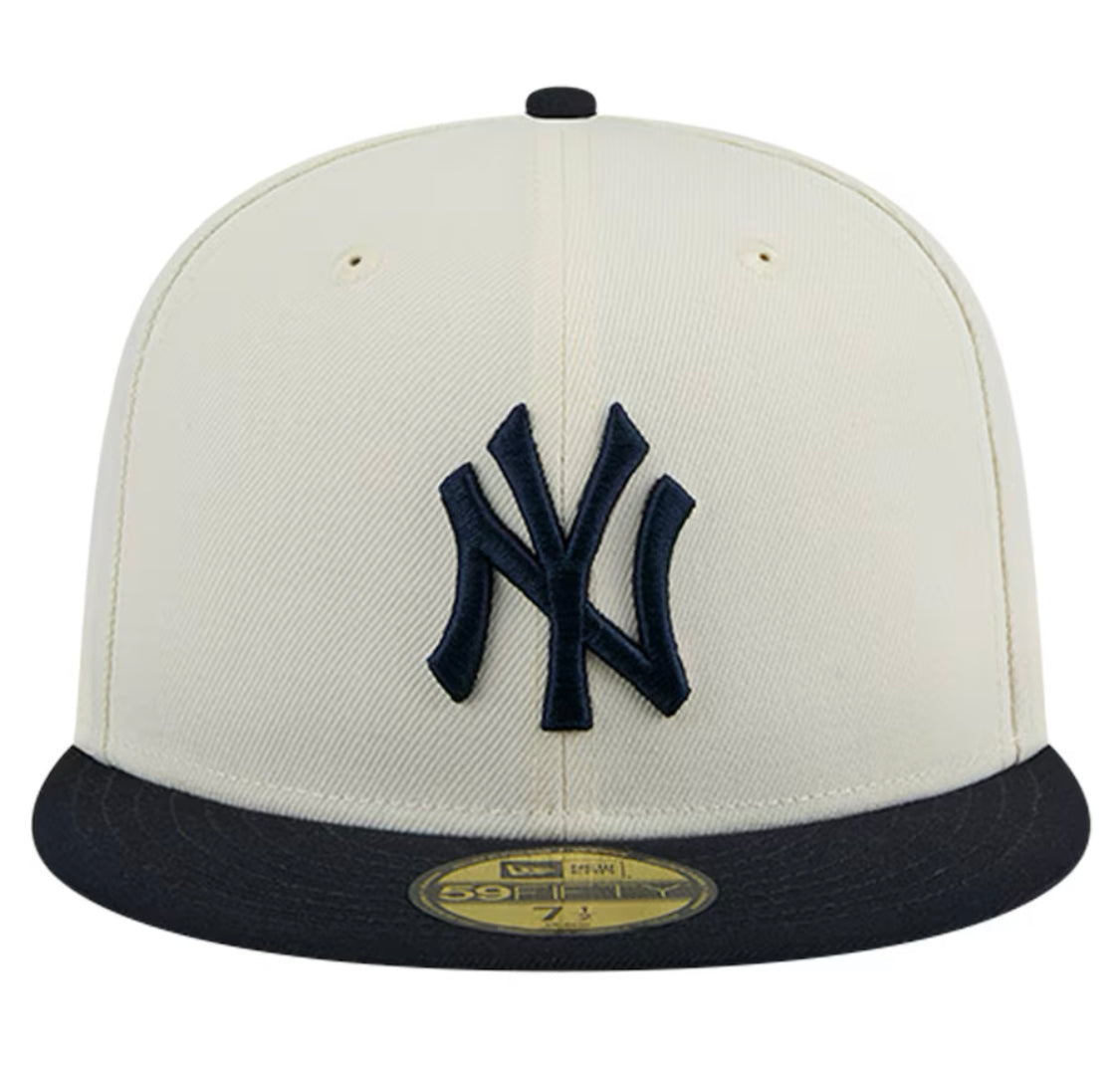 New Era 59FIFTY Cream Evergreen Chrome New York Yankees Fitted