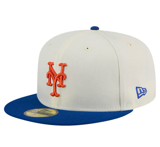 New Era 59FIFTY Cream Evergreen Chrome New York Mets Fitted