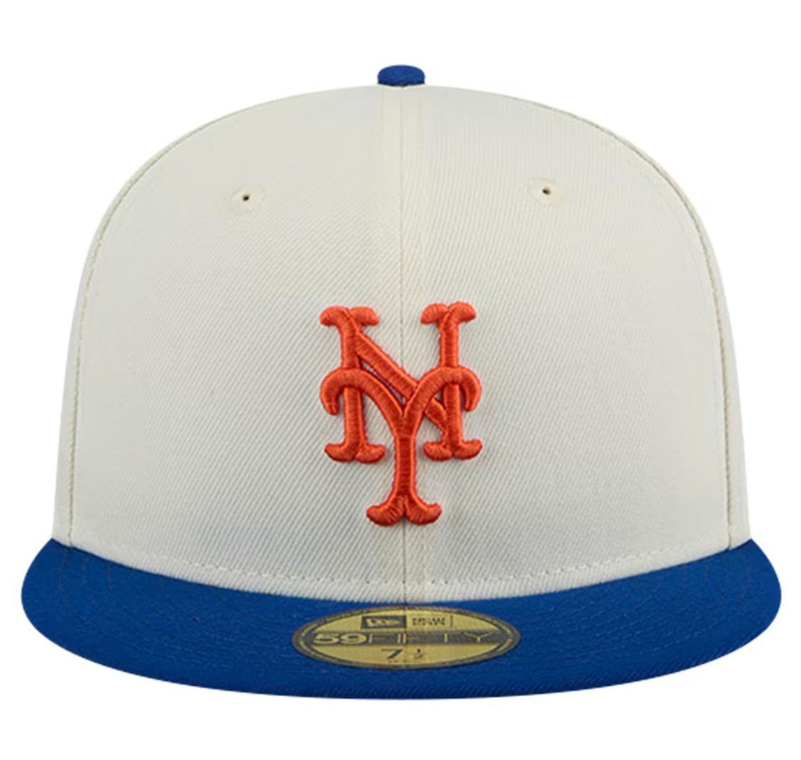 New Era 59FIFTY Cream Evergreen Chrome New York Mets Fitted