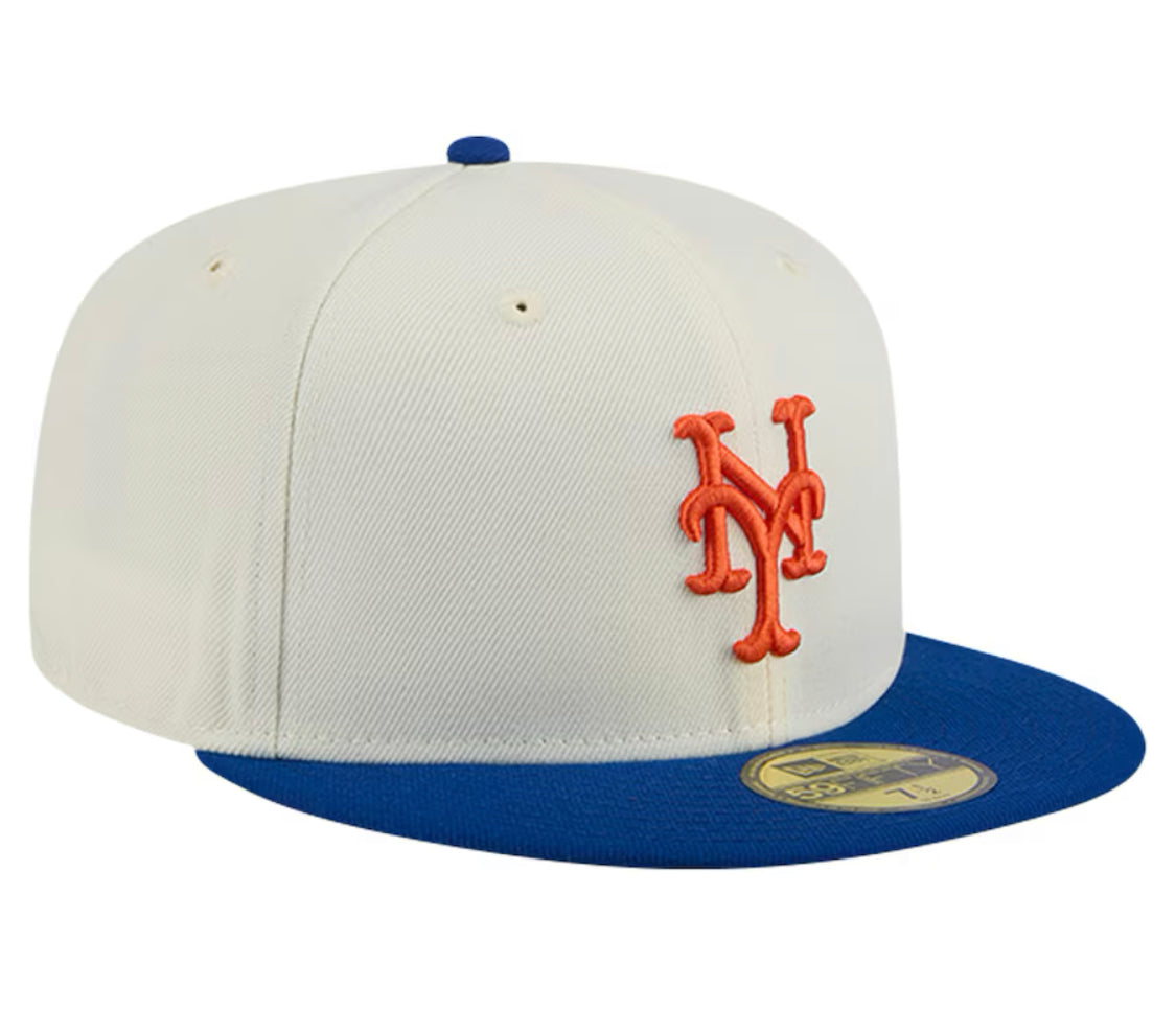 New Era 59FIFTY Cream Evergreen Chrome New York Mets Fitted