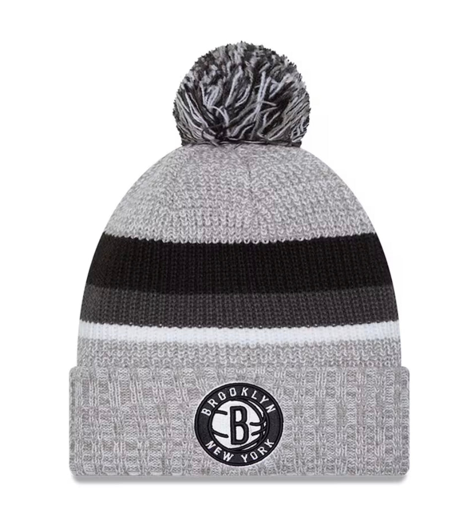 New Era Brooklyn Nets Heather Grey Stripes Cuffed Knit